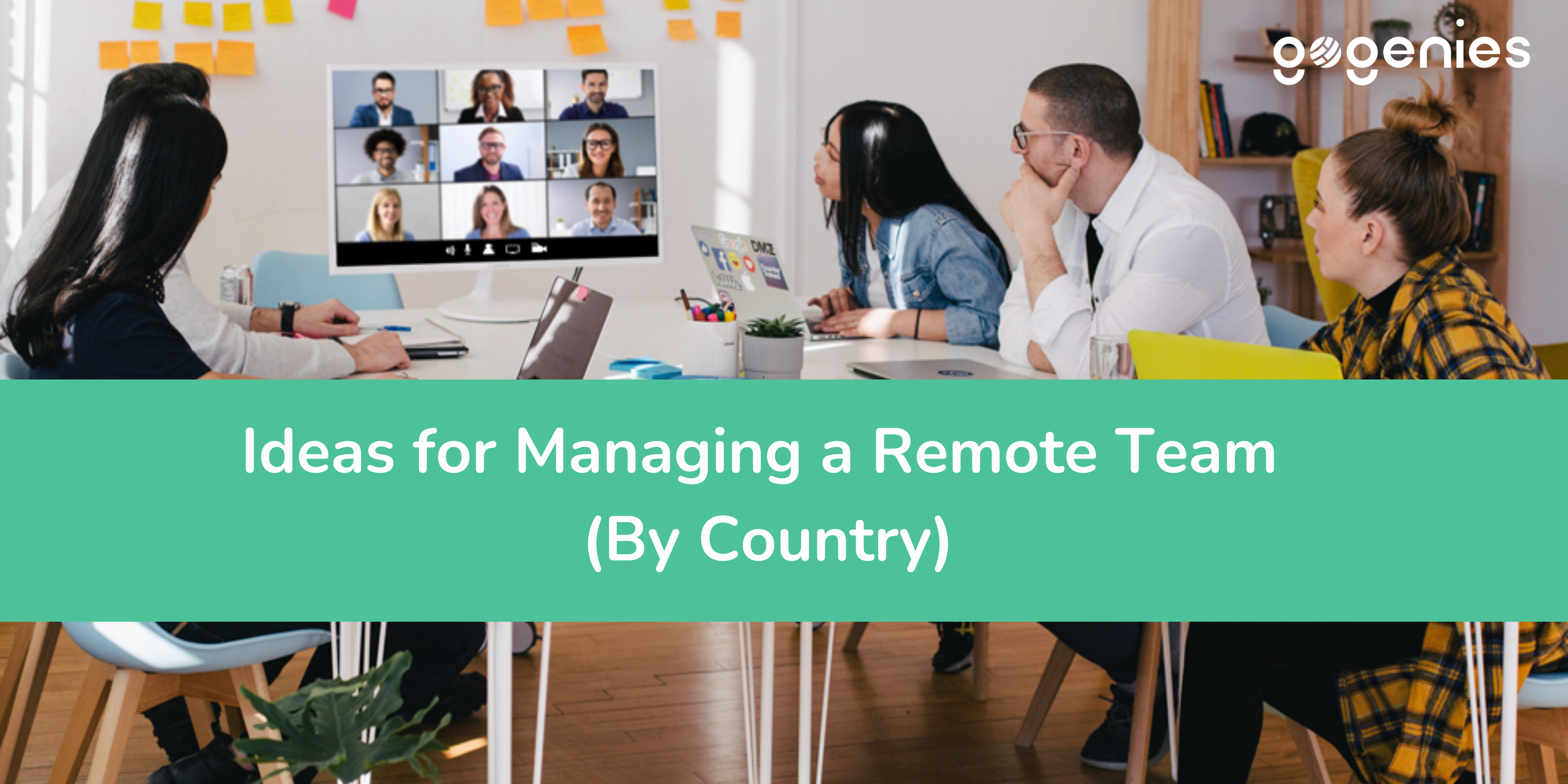 A group of employees attending a steam meeting online with remote team members